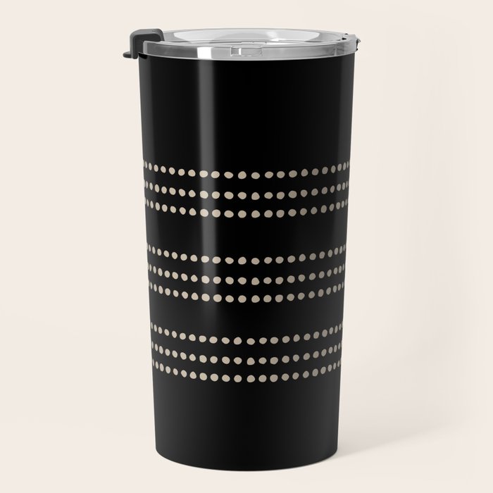 Black and Ivory Ethnic Spotted Striped Travel Mug Gallery Image 3