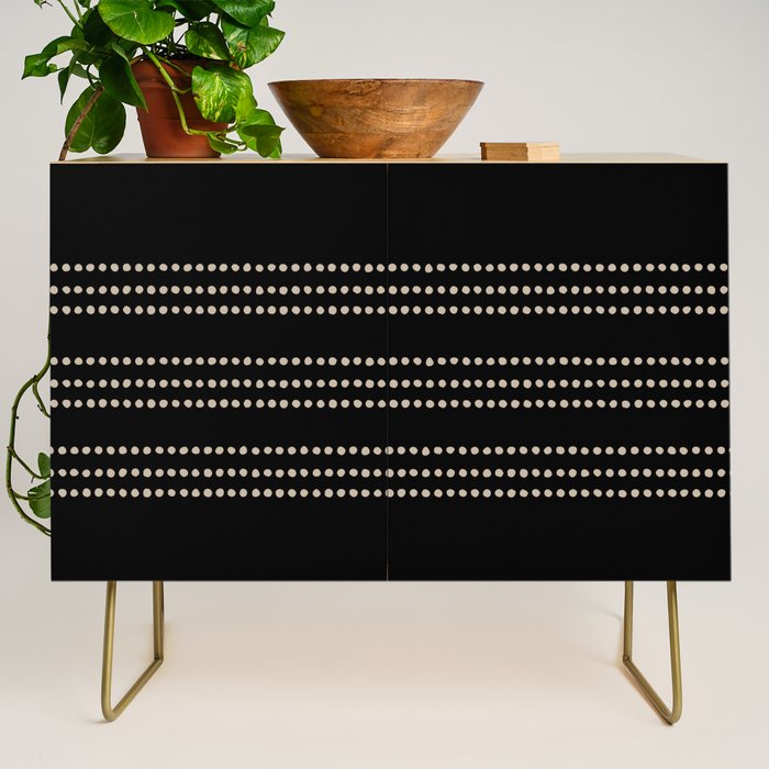 Black and Ivory Ethnic Spotted Striped Credenza Gallery Image 1