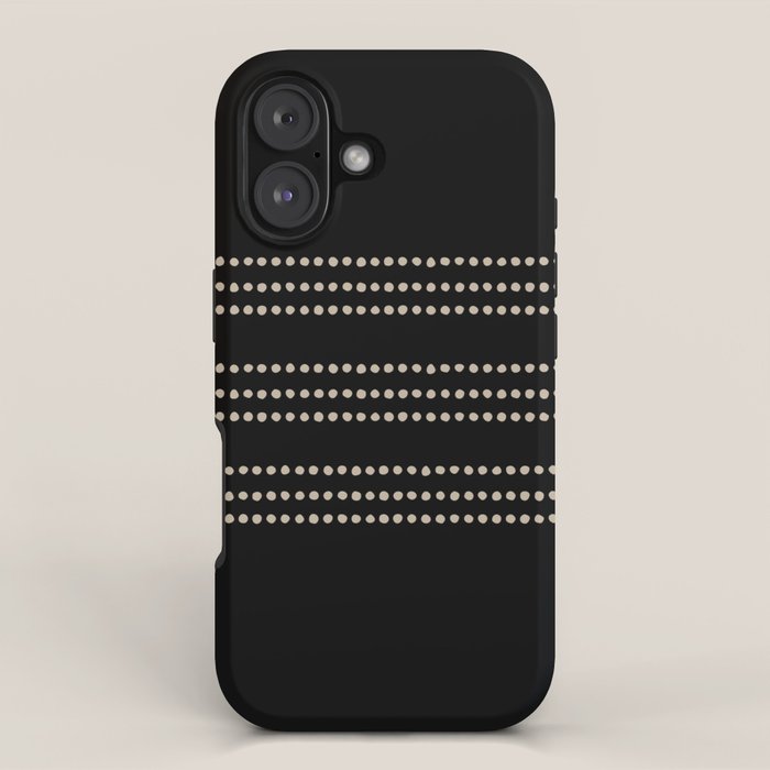 Black and Ivory Ethnic Spotted Striped iPhone Case Gallery Image 1