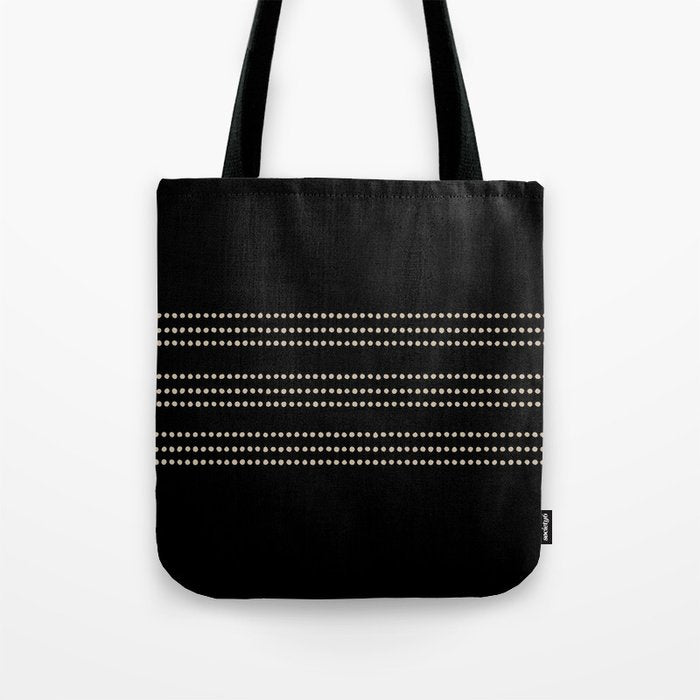 Black and Ivory Ethnic Spotted Striped Tote Bag Gallery Image 1