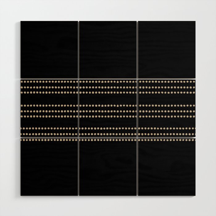 Black and Ivory Ethnic Spotted Striped Wood Wall Art Gallery Image 1