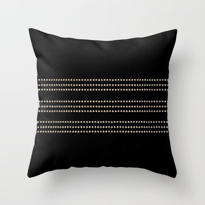 Black and Ivory Ethnic Spotted Striped Throw Pillow Gallery Image 6