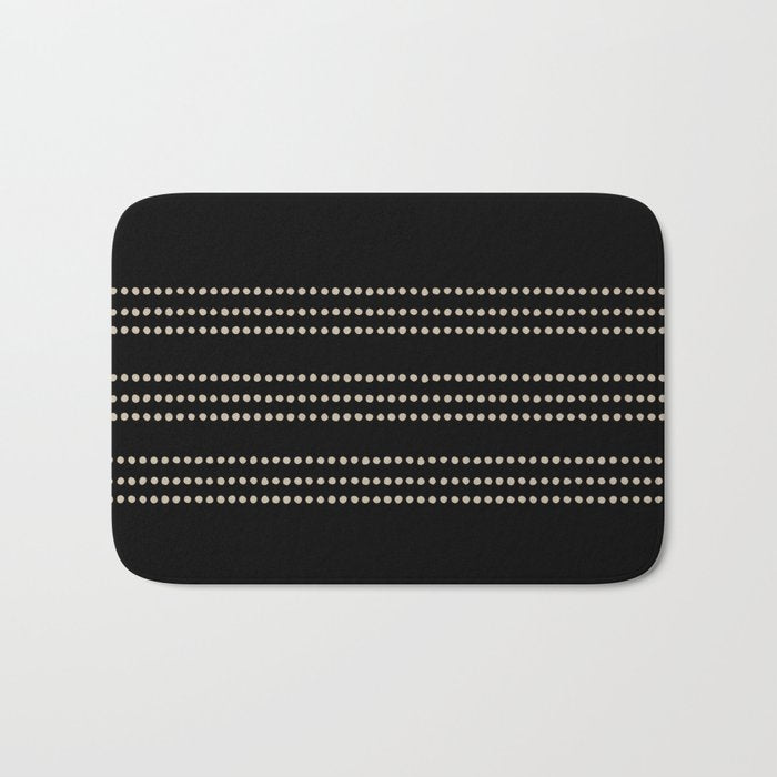 Black and Ivory Ethnic Spotted Striped Bath Mat Gallery Image 1