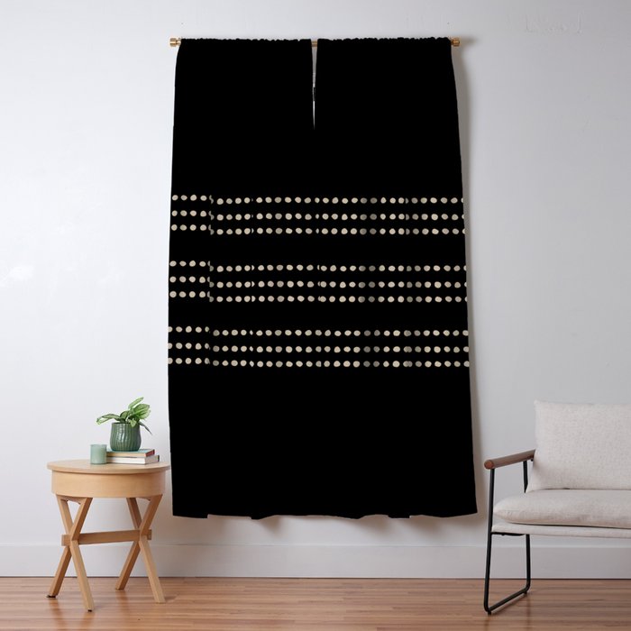 Black and Ivory Ethnic Spotted Striped Window Curtain Gallery Image 5