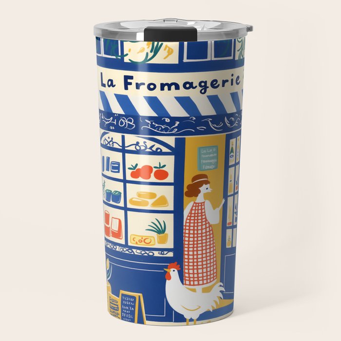 Charming French Cheese Shop Travel Mug Gallery Image 1