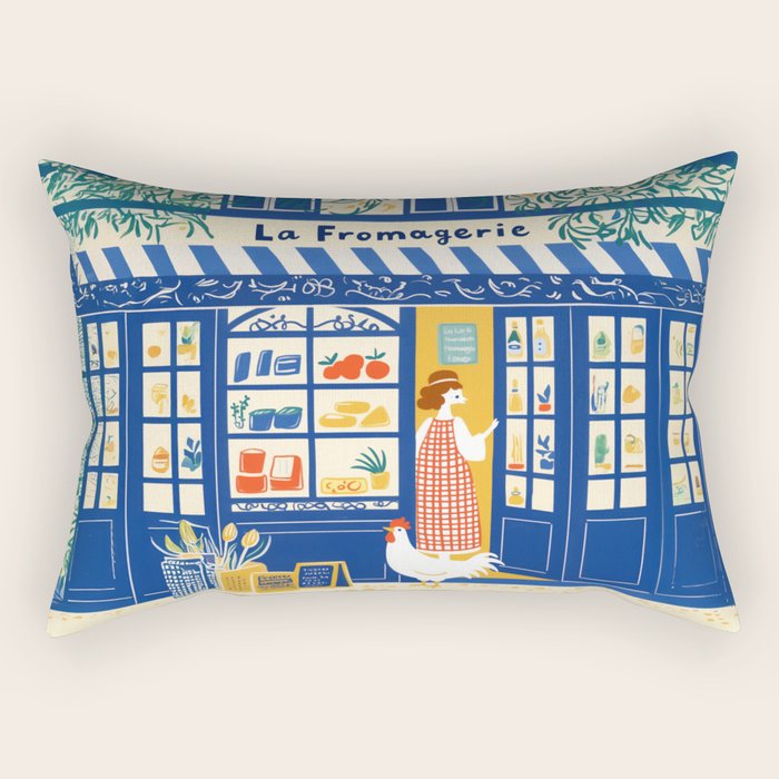 Charming French Cheese Shop Rectangular Pillow Gallery Image 1