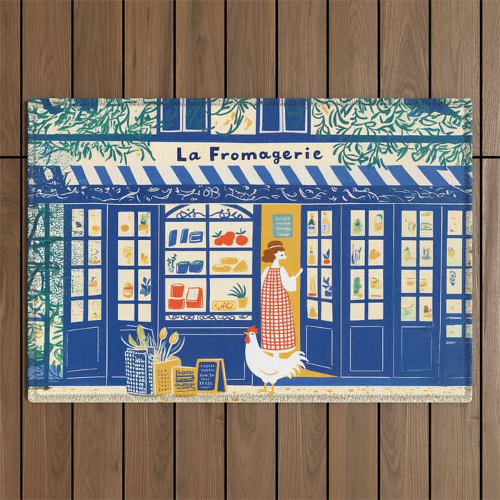 Charming French Cheese Shop Outdoor Rug Gallery Image 1