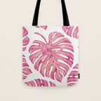 Watercolor Palm Leaves - Bright Pink Tote Bag Gallery Image 1