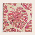 Watercolor Palm Leaves - Bright Pink Wood Wall Art Gallery Image 1