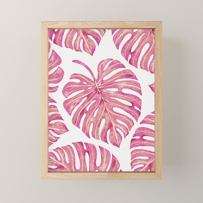 Watercolor Palm Leaves - Bright Pink Mini Art Print Gallery Image 1