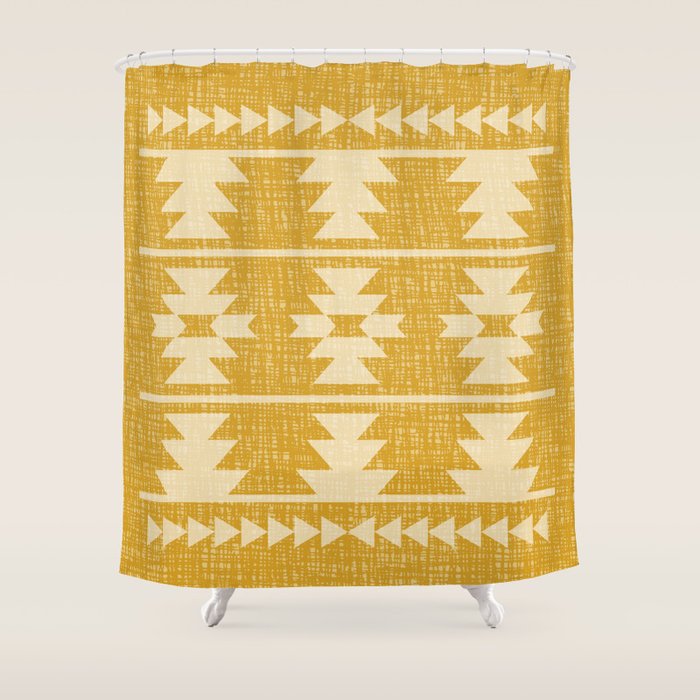 Southwestern Pattern 136 Yellow Shower Curtain Gallery Image 1