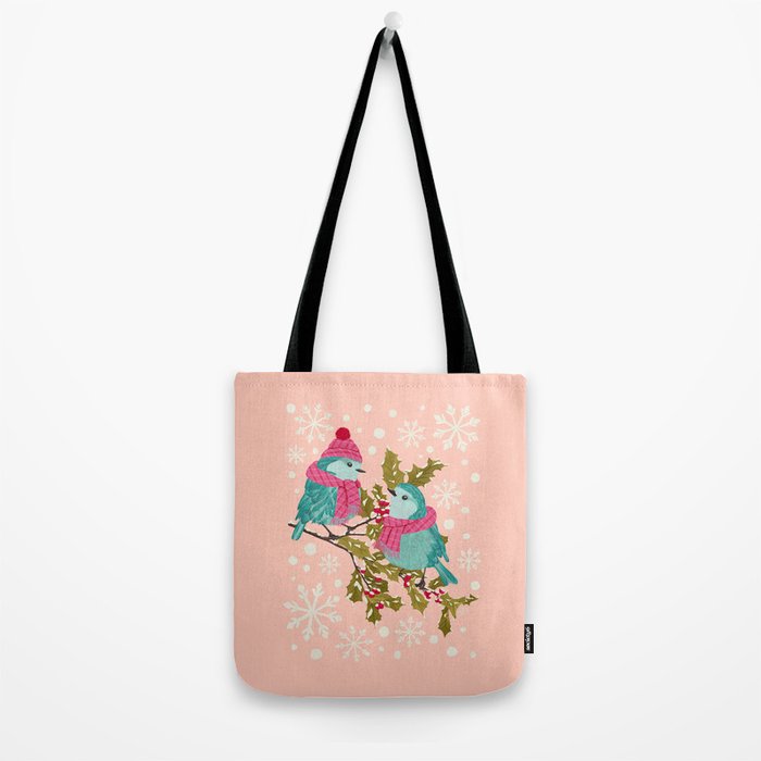 Winter Birds in Festive Scarves Tote Bag Gallery Image 2