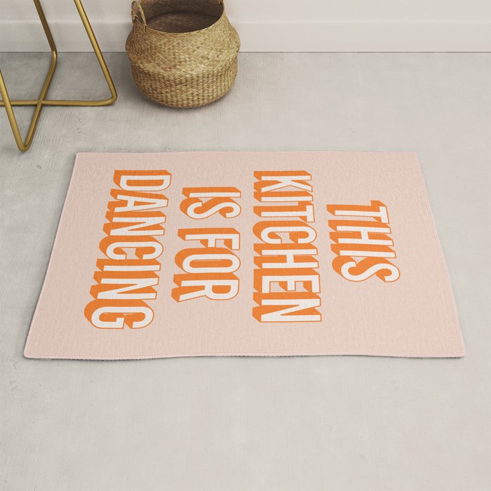This Kitchen Is For Dancing (Peach Orange) Rug Gallery Image 1