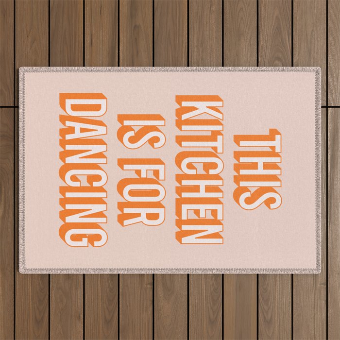 This Kitchen Is For Dancing (Peach Orange) Outdoor Rug Gallery Image 1