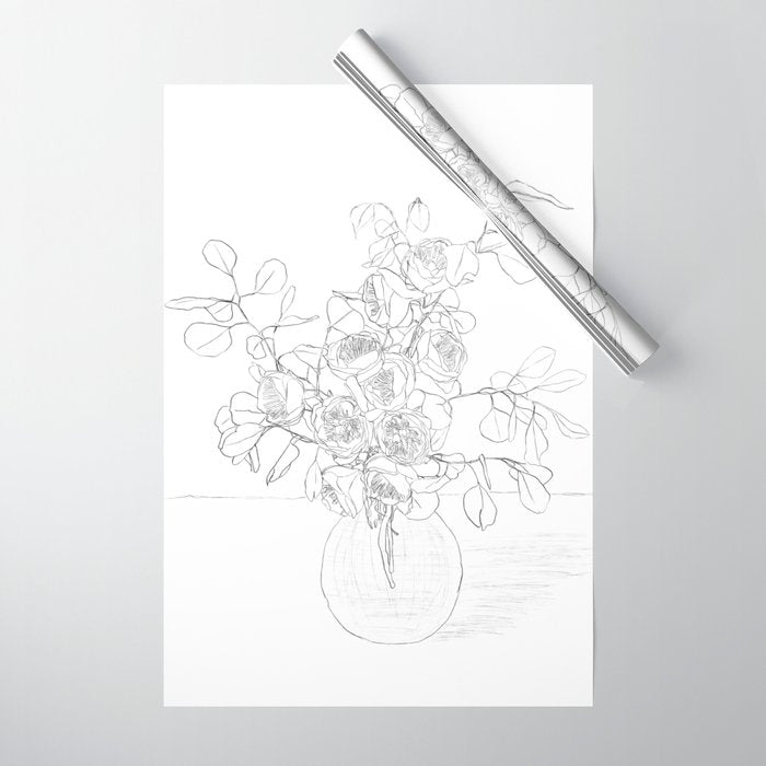 Beautiful Bouquet Line Wrapping Paper Gallery Image 1