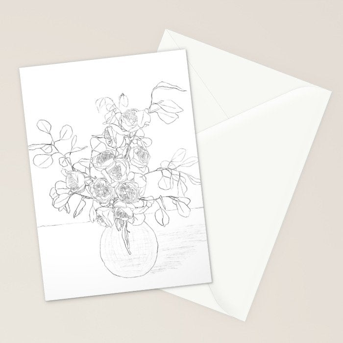 Beautiful Bouquet Line Stationery Card Gallery Image 2