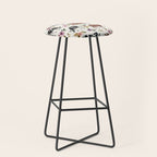 Boho Floral Cow Print with Purple flowers on Cream Stool Gallery Image 1