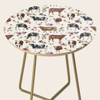 Boho Floral Cow Print with Purple flowers on Cream Side Table Gallery Image 2