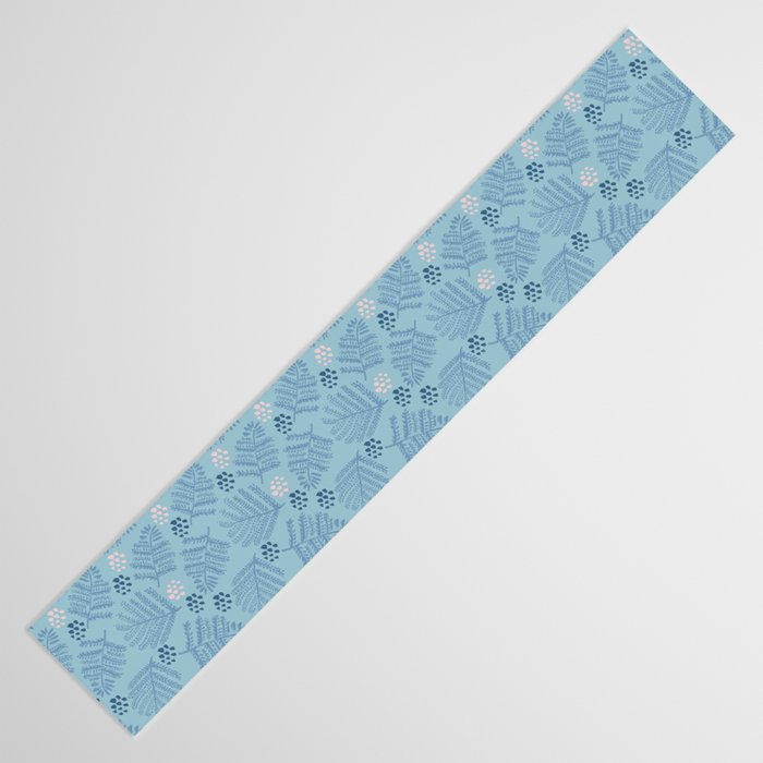 Winter & Woodsy Pine Trees in Warm Blue Table Runner Gallery Image 3