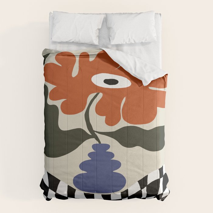 Bold retro flower with check  Comforter Gallery Image 6