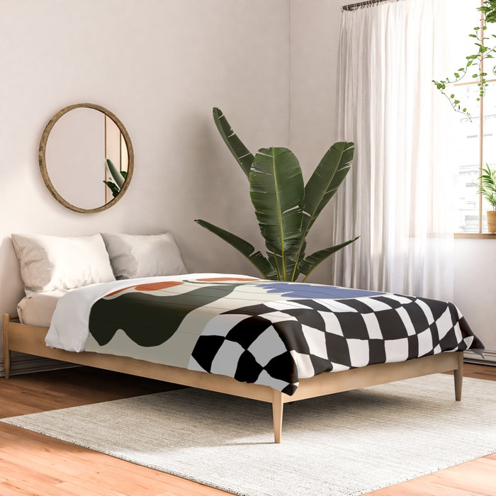 Bold retro flower with check  Comforter Gallery Image 2