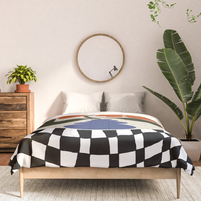 Bold retro flower with check  Comforter Gallery Image 3