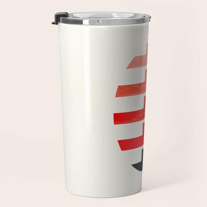 Minimalist Mid Century Circle Frame Vermillion Red Zig Zag Colorful Lightning Bolt Geometric Pattern Travel Mug Gallery Image 3