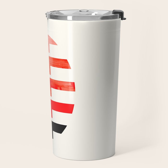 Minimalist Mid Century Circle Frame Vermillion Red Zig Zag Colorful Lightning Bolt Geometric Pattern Travel Mug Gallery Image 2