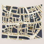 PARIS MAP GREY GOLD Wall Tapestry Gallery Image 4
