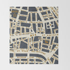 PARIS MAP GREY GOLD Throw Blanket Gallery Image 2