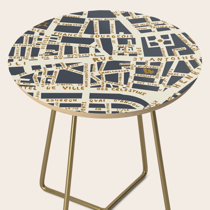 PARIS MAP GREY GOLD Side Table Gallery Image 2