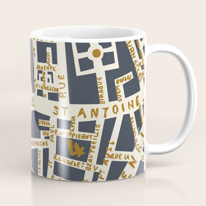 PARIS MAP GREY GOLD Coffee Mug Gallery Image 1