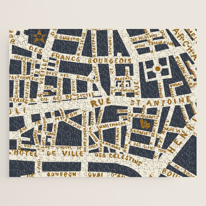 PARIS MAP GREY GOLD Jigsaw Puzzle Gallery Image 1