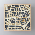 PARIS MAP GREY GOLD Mini Art Print Gallery Image 1