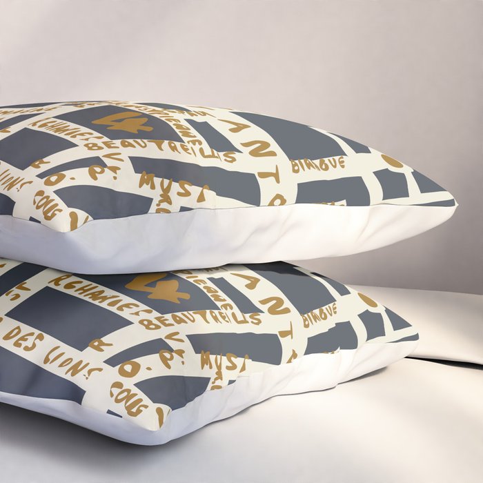 PARIS MAP GREY GOLD Pillow Sham Gallery Image 3