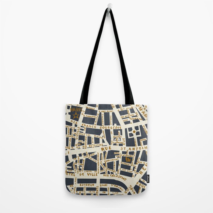PARIS MAP GREY GOLD Tote Bag Gallery Image 2