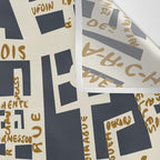 PARIS MAP GREY GOLD Wall Tapestry Gallery Image 3