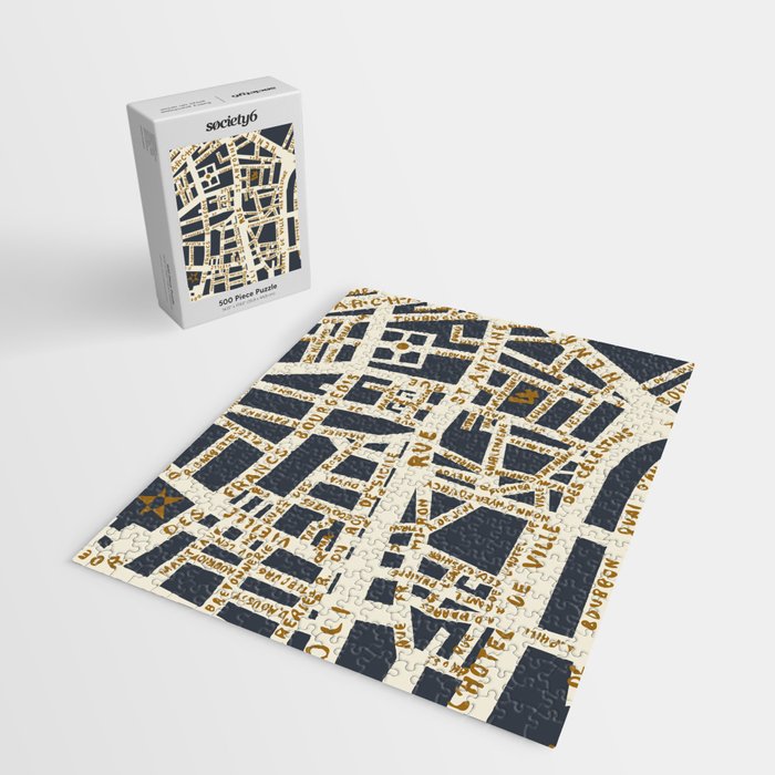 PARIS MAP GREY GOLD Jigsaw Puzzle Gallery Image 2