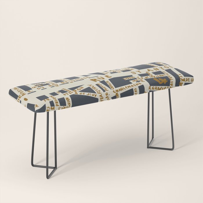 PARIS MAP GREY GOLD Bench Gallery Image 1