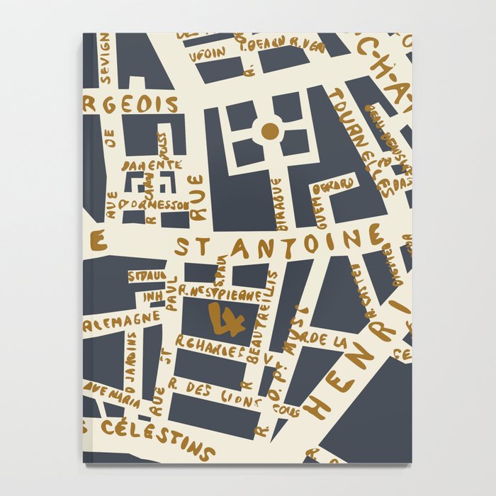 PARIS MAP GREY GOLD Notebook Gallery Image 4