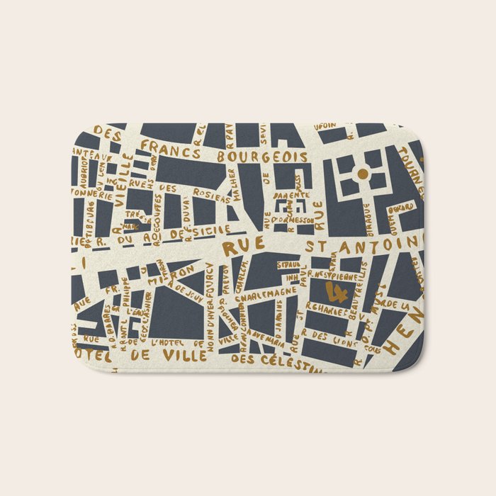 PARIS MAP GREY GOLD Bath Mat Gallery Image 1