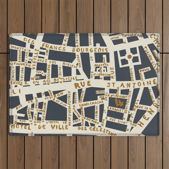 PARIS MAP GREY GOLD Outdoor Rug Gallery Image 1