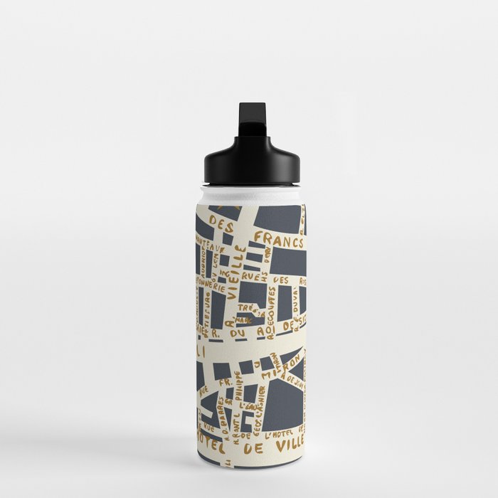 PARIS MAP GREY GOLD Water Bottle Gallery Image 3
