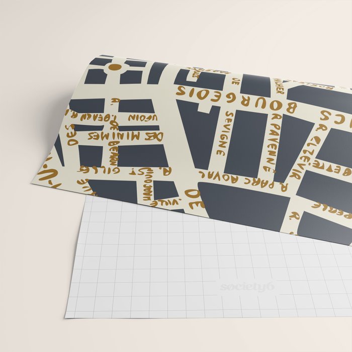 PARIS MAP GREY GOLD Wrapping Paper Gallery Image 2