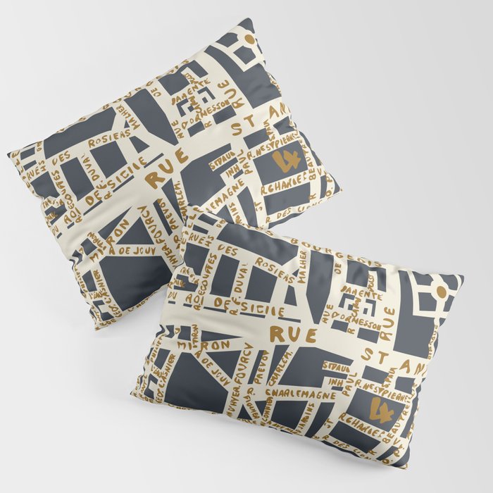 PARIS MAP GREY GOLD Pillow Sham Gallery Image 3
