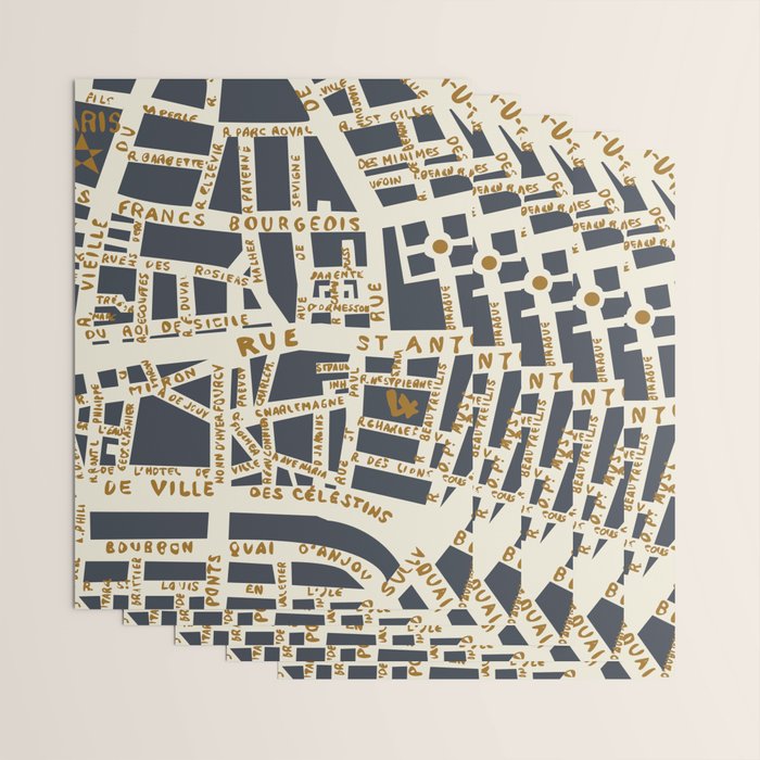 PARIS MAP GREY GOLD Wrapping Paper Gallery Image 3