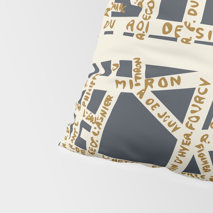 PARIS MAP GREY GOLD Pillow Sham Gallery Image 4