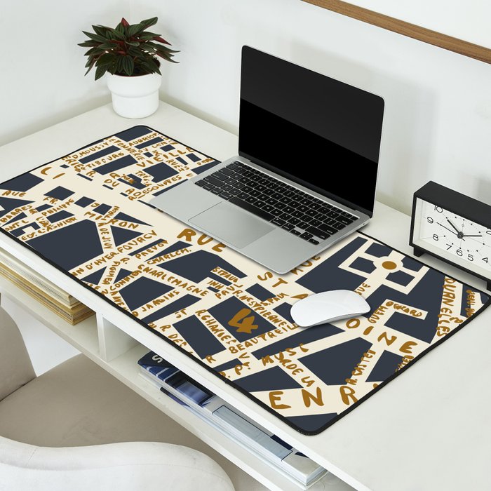 PARIS MAP GREY GOLD Desk Mat Gallery Image 2