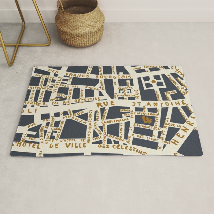 PARIS MAP GREY GOLD Rug Gallery Image 1