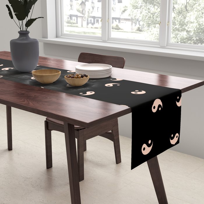 Yin and yang black and white Table Runner Gallery Image 2